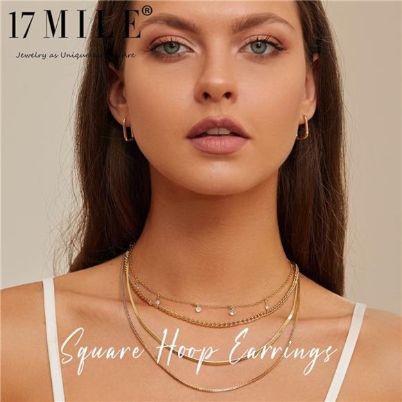 Gold Hoop Earrings Set for Women, 14K Gold Plated Lightweight Hypoallergenic - Picture 3 of 7